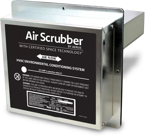 air scrubber installed in HVAC system for whole home air purification and cleaner indoor air